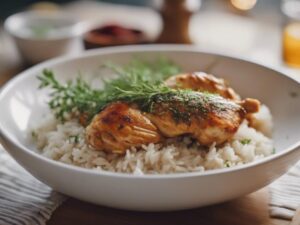 cooking chicken and rice