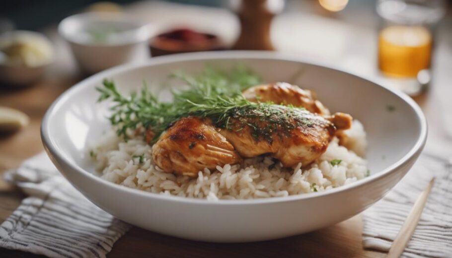 cooking chicken and rice